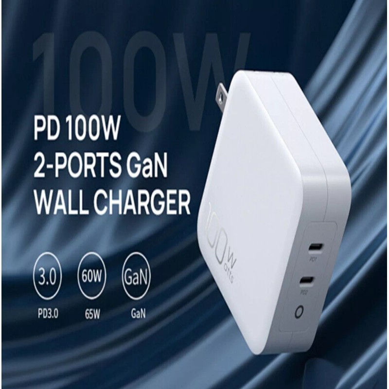 Universel Fast Charging USB-C 100W 2 Ports GaN PD For