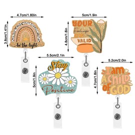 12 Pack Retractable Badge Reel Holder Clip Acrylic Swivel Alligator Clip Badge Holders Flower Pattern ID Badge Reel Holder for Doctor Nurses Teacher