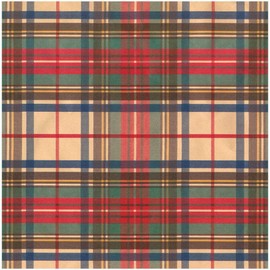 Caspari Dress Stewart Tartan Gift Wrapping Paper on Gold Foil - Six 30 in. x 6 ft. Rolls