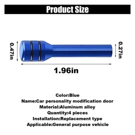 4PCS Car Door Lock Knobs, 1.96×0.47 Inch Door Lift Bolt Auto Inner Door Pull Pins, Aluminum Alloy Door Lock Cover Decor, Universal Car Accessories for Most Cars, Trucks (Blue)