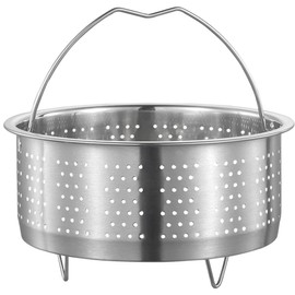 Luxshiny Steamer Basket, Stainless Steel, Round, Silver, Steaming Basket, Food Strainer, Vegetable Dumpling Steamer, 18 * 18 * 10CM