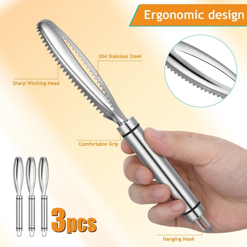 3pcs Stainless Steel Lung Remover Poultry Lung Scraper Practical Fish