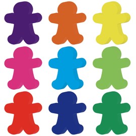 108 PCS People Cutouts Paper, 9 Colors Gingerbread Cutouts with Glue Point, Cardboard Cutouts for Kids DIY Art Craft Classroom School Home Project Bulletin Board Decorations