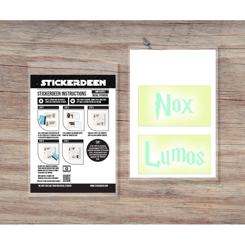 StickerDeen Lumos Nox (Light/Dark) Light Switch Vinyl Decal Stickers (Glow