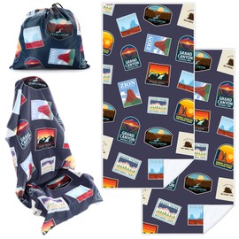 Tranqun 2 Pack Car Seat Towel Covers with Storage Bag Seat Post Workout Sweat Washable Cover Non Slip Car Towel for Dog Pet Workout Outdoor Sport Activities(National Park)