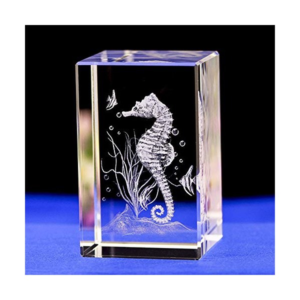 Crystal Glass Seahorse Statue Model,3D Laser Etched Crystal Seahorse Figurine