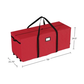 Rolling Storage Bag - 59-Inch Storage Bags with Durable Handles and Wheels for Outdoor Cushion Storage, Clothes Storage, and More by Pure Garden (Red)