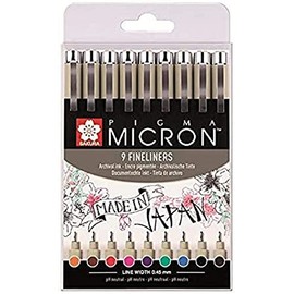 Sakura Pigma Micron Fineliners - Set of 9 Colours