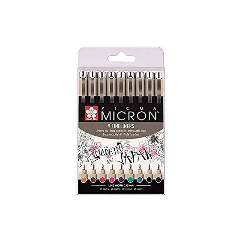 Sakura Pigma Micron Fineliners - Set of 9 Colours