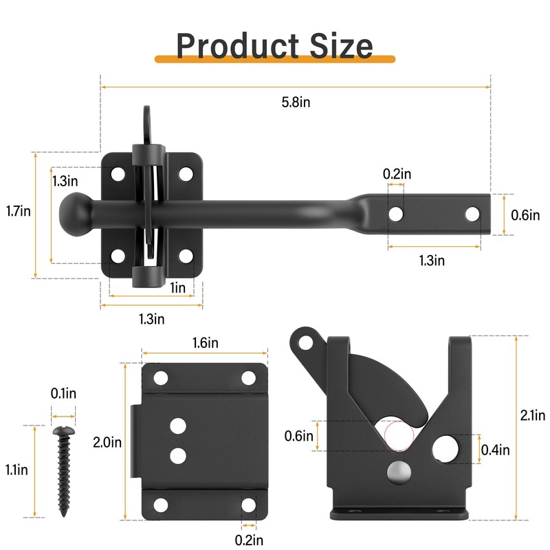 WINSOON Self Locking Fence Gate Latch for Wooden Fence Heavy