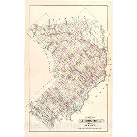 Historic 1887 Wall Map - Colby's Atlas of The State of Maine - Map of Aroostook County Maine 29in x 44in