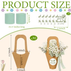 Tinlade 82 Pcs She's Fresh off The Market Bridal Shower Flower Bar Kit Include Kraft Bouquet Gift Bags with Handle Stickers Ribbon for Wedding Farmers Market Bridal Shower Bachelorette Party Supplies