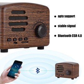 Bt Speaker, Portable Wooden Retro Desktop Speaker Bass Stereo FM Radio Speaker Support USB TF Card Fit for Travel Home Beach Bathroom Outdoor