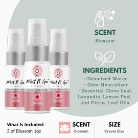 Mist N’ Go by Omaze Travel Bathroom Spray for Toilet Spray Odor Eliminator - Travel Toilet Spray for Bathroom Air Freshener Spray for Bathroom Deodorizer - Blossom Travel Size (1oz x3)