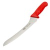 Winco 9" Commercial-Grade Serrated Bread/Pastry Knife with Offset Handle, Red
