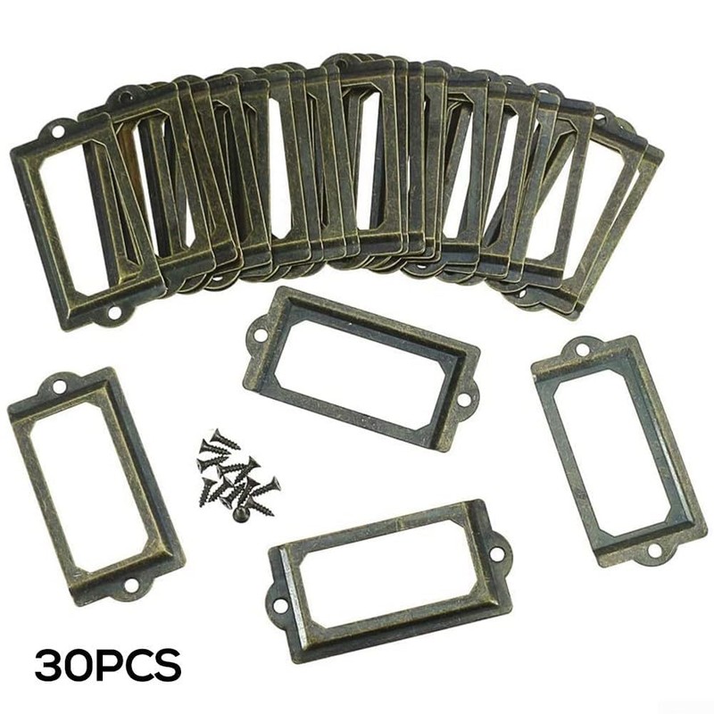 Clever Organization 30 Pack Antique Bronze Label Holders for Home