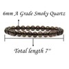 Natural A Grade Smoky Quartz Gemstone 6mm Round Beads Stretch