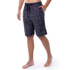 Van Heusen Men's Printed Rayon Sleep Short, Navy/Flamingos, Large
