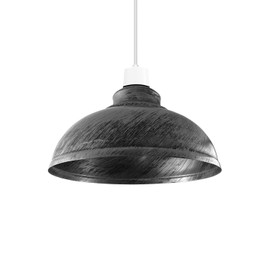 LEDSone Industrial Pendant Ceiling Light Shade,29cm Retro Kitchen Pendant Ceiling Lights Vintage Metal Loft Bar Hanging Chandelier Lighting Rustic Pendant Lamp Shade (Brushed Silver, Pack-1)