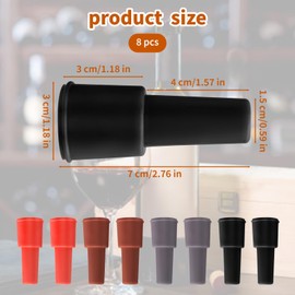 8PCS Wine Cork Stopper, Silicone Wine Bottle Cover Caps, Reusable-Sparkling Wine Bottle Stopper, Champagne Wine Bottle Caps Stopper to Keep Wine (4 Color)