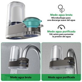 Filtro de Agua para Grifo, Filtro de Grifo de 7 Capas de Filtración con dos Cartuchos Complementarios, Aumente la Presión para Ablandar el Agua, Apto para la Mayoría de Grifos Domésticos