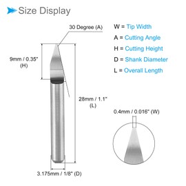 CoCud Engraving CNC Router Bits, 0.4mm (0.016") Tip Width 30 Degree Angle 1/8" Shank Solid Carbide 2-Flute V Groove Carving Bits - (Applications: for Wood Acrylic Plastic), 10-Pieces