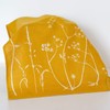 Mustard Linen Tea Towel, hand printed with hedgerow flowers. This
