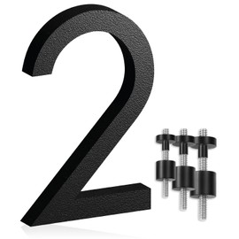 Adresse Design 7-Inch Modern House Numbers – Black Floating Address Number with Invisible Screw Mount – Rustproof HDPE Composite, Aluminum Studs, DIY Install with Template - Canadian Made (Black, 2)