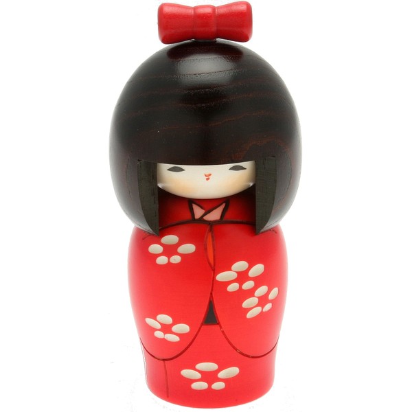 Usaburo Japanese Kokeshi Doll, Yuki's Red Kimono