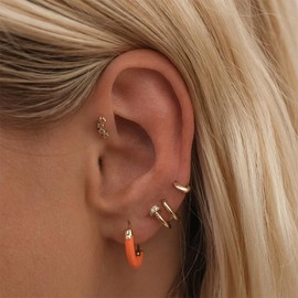 ZOYA JEWELRY DESIGN Gold Plated 925 Sterling Silver flower shape Stud Earrings - Cute Gold Earrings for Women and Girls - Hypoallergenic Trendy TikTok Stud Earrings (Gold)