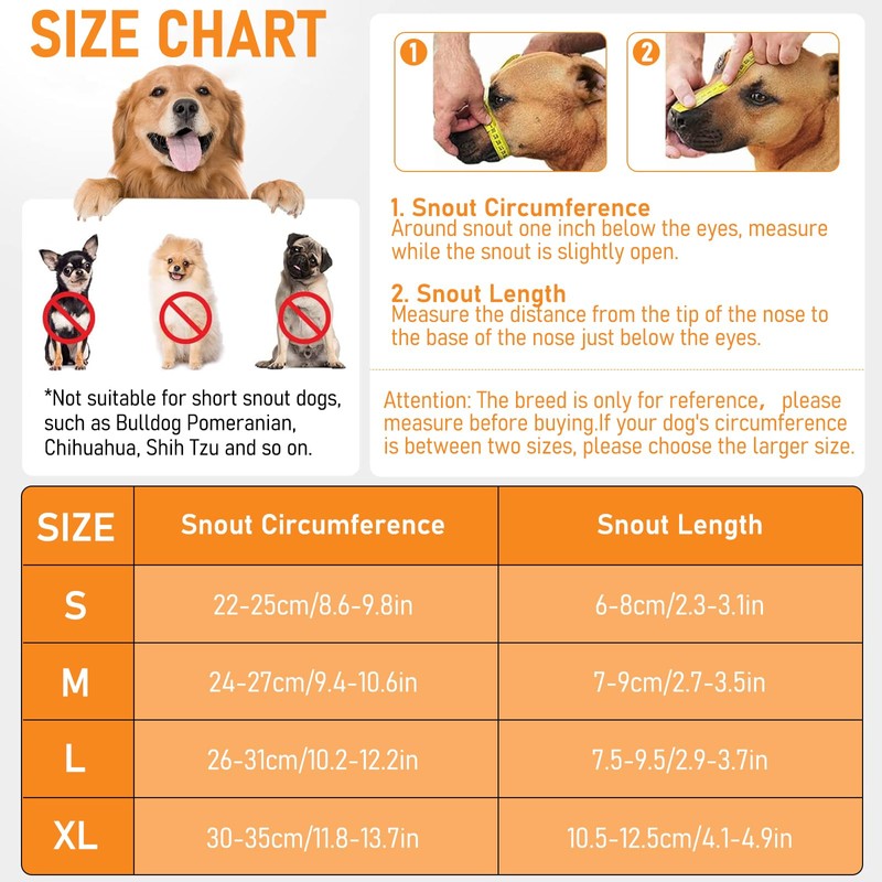 USYSGT Round Mesh Dog Muzzle, Breathable Muzzle for Small Medium