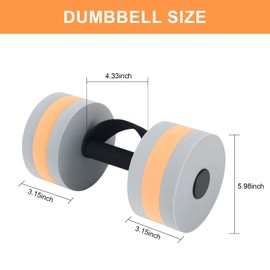 UNAOIWN Water Weights for Pool Exercise 2Pcs Water Dumbbells Water Aerobics Pool Barbells Lightweight Resistance Aquatic Dumbbell for Swimming (Grey Orange)