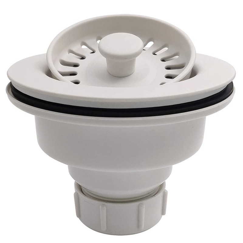 EADOT White Polymer Drain Kitchen Sink Drain Assembly with Removable