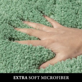MIULEE Extra Thick Non Slip Bathroom Rug Shaggy Soft Bath Mat Plush Microfiber Absorbent Water for Shower Tub Machine Washable (Sage Green, 20x30 Inches)