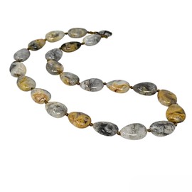 Damen Edelstein-Halskette – Handgefertigte 12x18mm Tropfenförmige Naturstein-Perlenkette (Verrückter Achat)