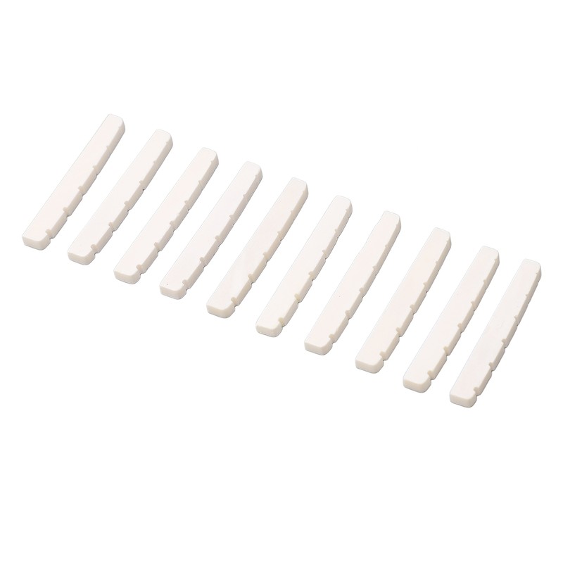 10Pcs Guitar Slotted Bone Nut Flat Bottom 6 String Electric