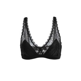 SilRiver Silk Women's Lace Wireless Bralette with Soft Silk Cup Light Padded Bra (Large, Black)