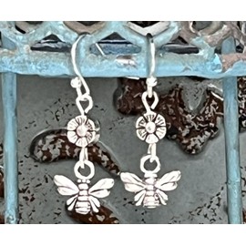 Silver bee Dangle Earrings Wings Nature Love. Jewelry Earrings for Women #3298FE3840