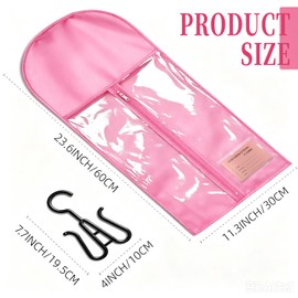 8PCS Wig Storage Bags with Hanger Hair Extension Holder Wig Bag-Pink