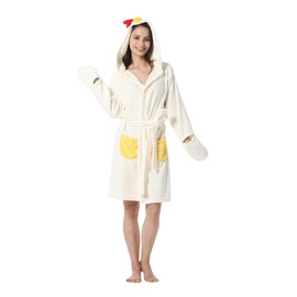 Dressing Gown Animal Fluffy Hoodie Bathrobes Housecoats Lightweight for Unisex Adults Rooster For M