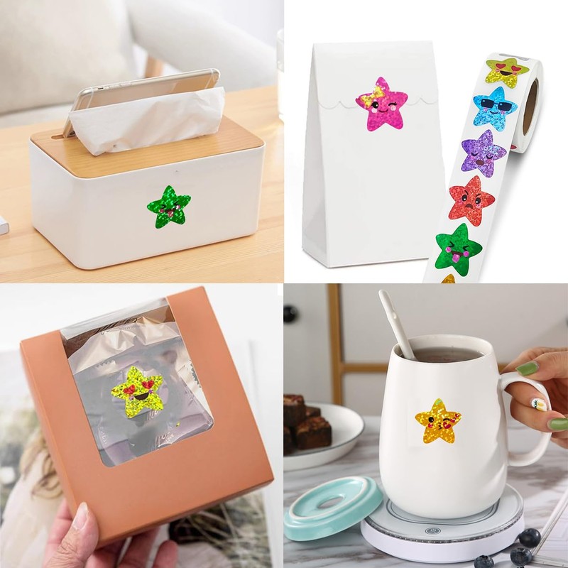 Abon Abon Reward Stickers, Stars, Sparkle, Cute, 500 Pieces, Colorful