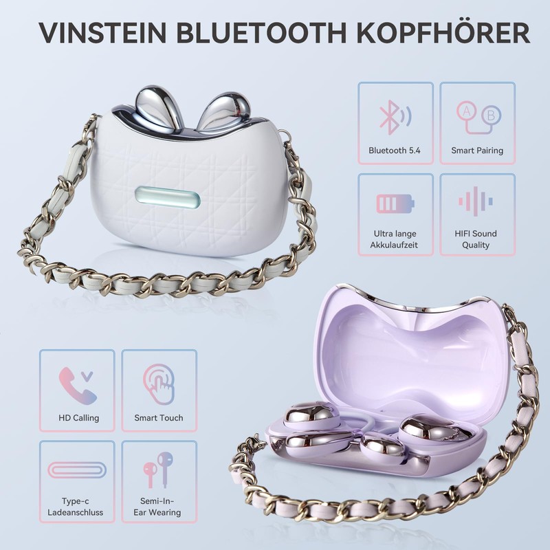 Vinstein Earbuds, Bluetooth 5.4 headphones, in-ear earphones (blue)