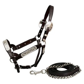 Showman Silver Show Halter & Lead With Beaded Edge