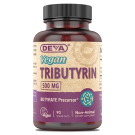 DEVA- “Suplemento Vegano de Tributirina Precursor de Butirato, Soporte de Barrera Intestinal, Ácido Butírico, 500 MG Vegano