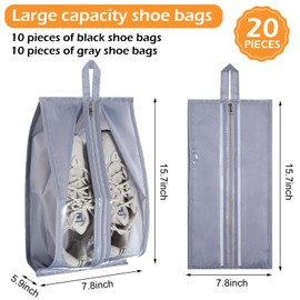 Windyun 20 Pcs Shoe Bags for Travel Waterproof Sneaker Bag Multi Color Shoe Carrier with Zipper Portable Shoe Pouch for Men Women