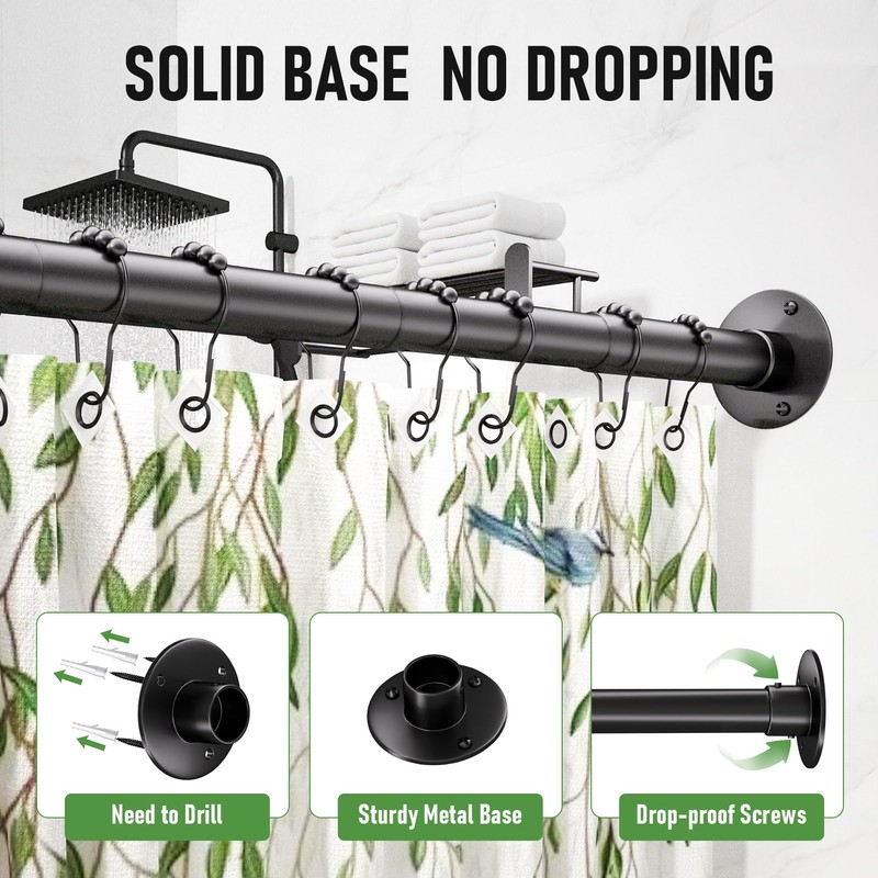 L Shaped Shower Curtain Rod, [23"-36"] x [23"-36"] Adjustable Corner