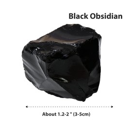 Apengshi Natural Raw Black Obsidian Crystal 2PCS Healing Rough Black Obsidian Crystal for Meditation Chakra Balance Tumbling Polishing Fountain Garden Decor