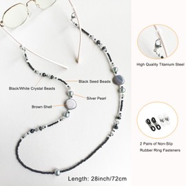 GINTEI Glasses Chain for Women, Eyeglasses Chain Beaded Sunglasses Holder Around Neck Eyewear Strap Sunglass Chain for Women
