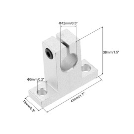 sourcing map 4pcs SK12 Aluminum Linear Rod Rail Shaft Support for 12mm Diameter Shaft, Linear Motion Rail Guides Mounting Bracket for CNC Machine, 3D Printer, Automation Equipment, Silver Tone