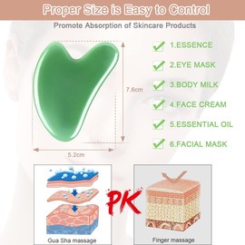 URAQT Gua Sha Stone Massage Tool, 2 Pieces Natural Jade Guasha Board Massage Stones, Scraping Massage Tool for Spa Face Care Anti-Ageing, Green